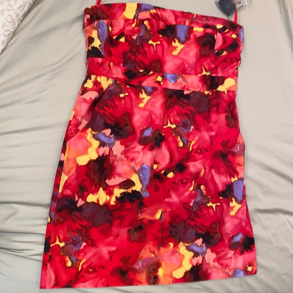 New York & Company sleeveless cotton dress with detachable straps in deep orange